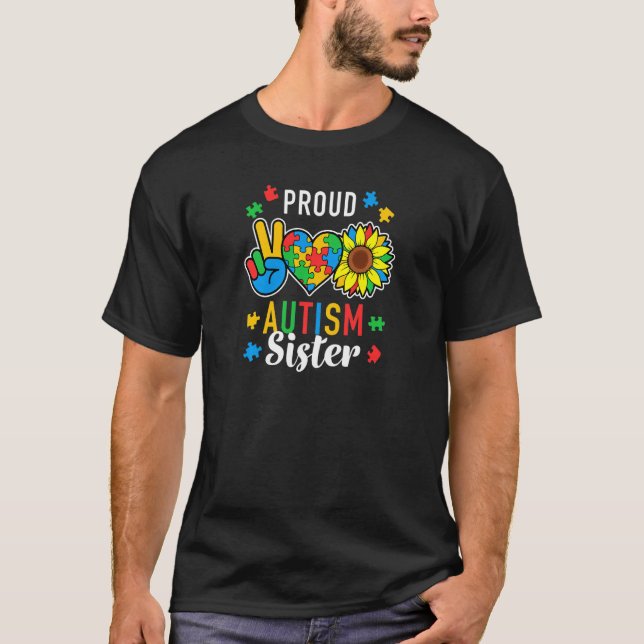 Camiseta Womens I'm A Proud Autism Sister Autism Awareness  (Anverso)