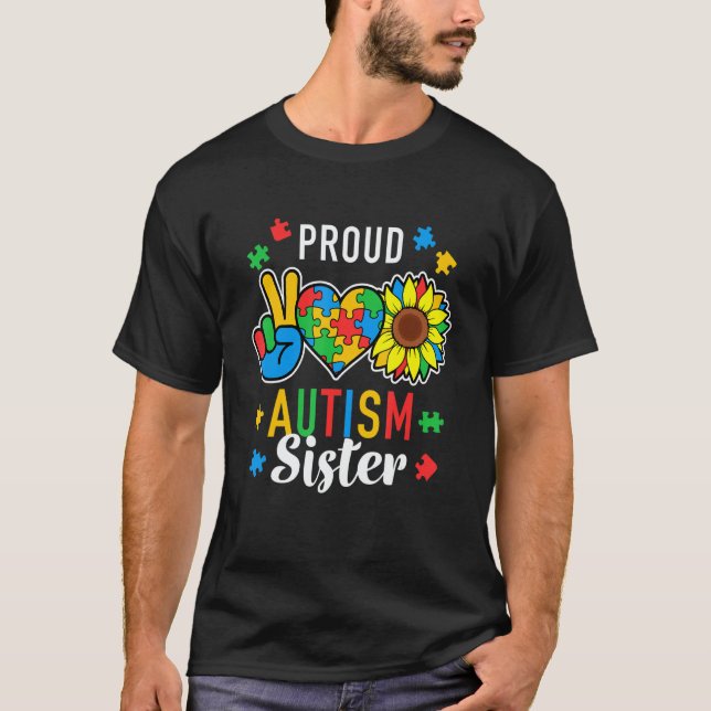 Camiseta Womens I'm A Proud Autism Sister Autism Awareness (Anverso)