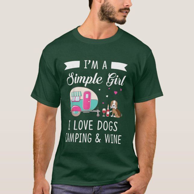 Camiseta Womens Im A Simple Girl Love Dogs Camping And Wine (Anverso)