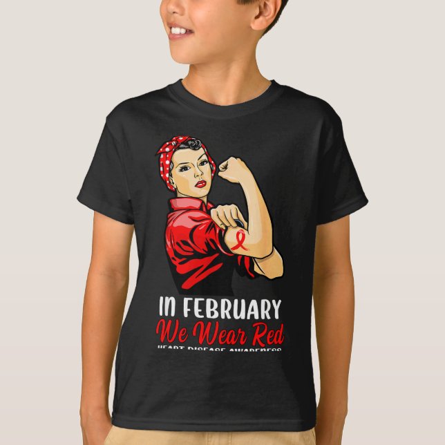 Camiseta Womens In February We Wear Red - Heart Disease Awa (Anverso)