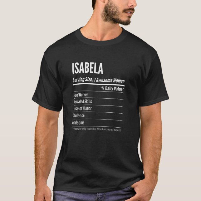 Camiseta Womens Isabela  Nutritional Facts Serving Size Cal (Anverso)