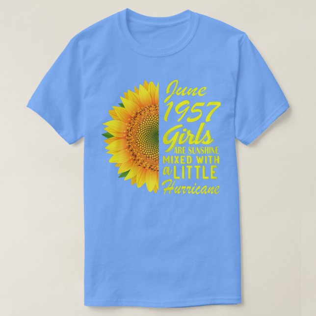 Camiseta Womens June Girls 1957  Sunflower 65th Birthday Gi (Diseño del anverso)