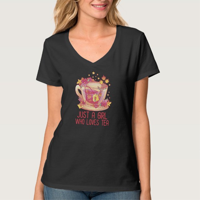 Camiseta Womens Just A Girl Who Loves Tea Tea Drinker Tea   (Anverso)