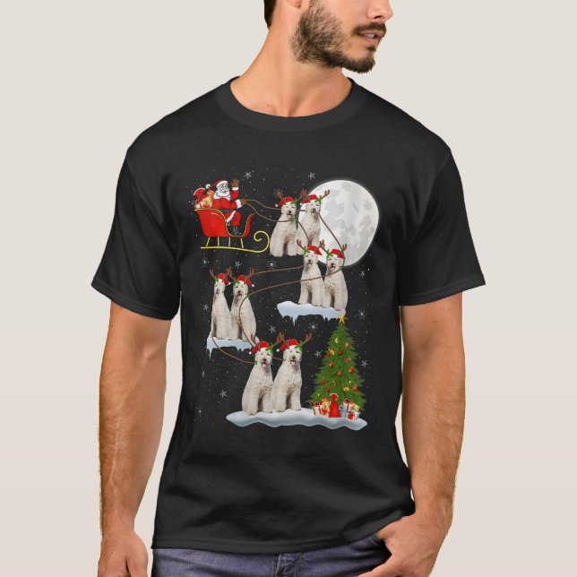 Camiseta Womens Labradoodle Dog Santa Sleigh Flying Funny M (Anverso)