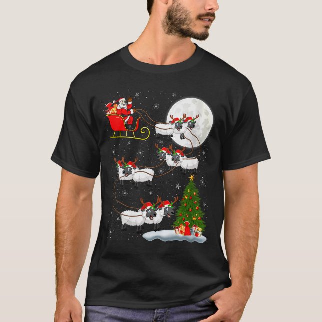 Camiseta Womens Lambs Sheep Santa Sleigh Flying Funny Magic (Anverso)