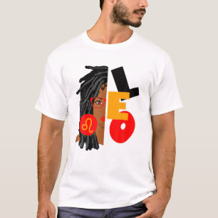 Camiseta Womens Leo Girl Afro Locs Girl Zodiac Signs Birthd