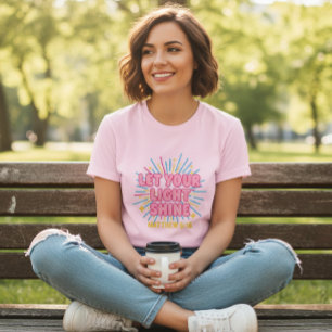 Camiseta Women's Let Your Light Shine T-shirt, Pastel Pink