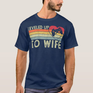 Camiseta Womens Leveled Up To Wife For Her Newly Married Co