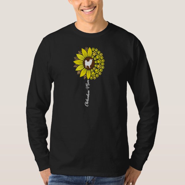Camiseta Womens Long Haired Hair Chihuahua Mom Sunflower Ch (Anverso)