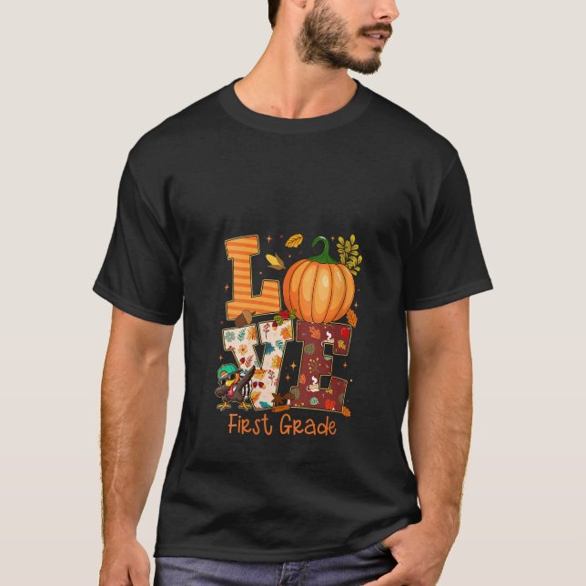 Camiseta Womens Love First Grade Teacher Turkey Thanksgivin (Anverso)