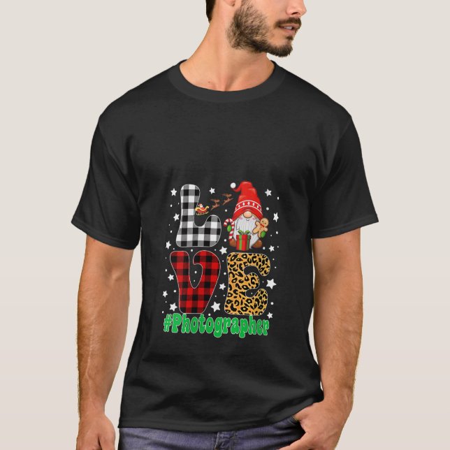 Camiseta Womens Love Photographer Gnome Christmas Leopard P (Anverso)