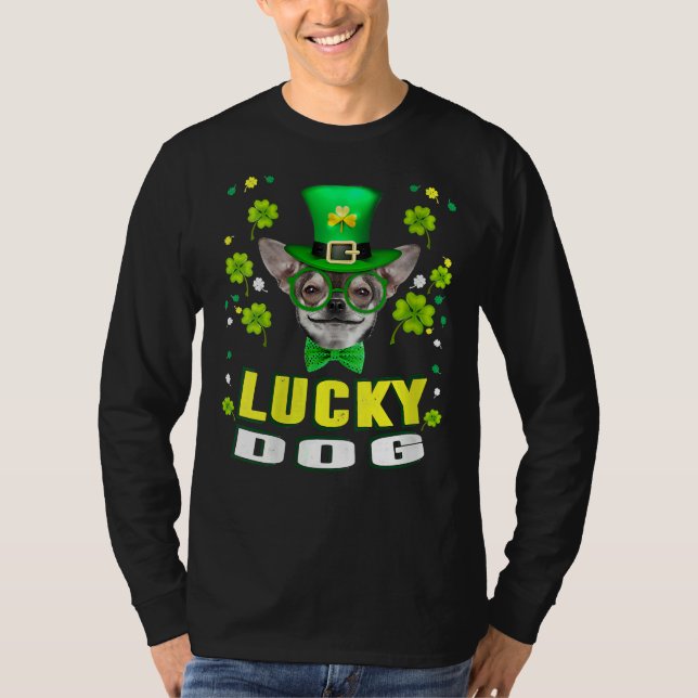 Camiseta Womens Lucky Dog Chihuahua Leprechaun Hat Funny St (Anverso)