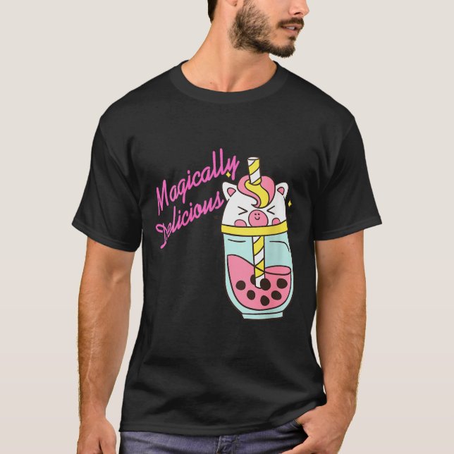 Camiseta Womens Magically Delicious Unicorn Boba Kawaii Bub (Anverso)