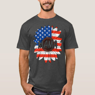 Camiseta Womens Mama 4th Of July USA Sunflower Cute Mom Wom