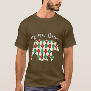 Camiseta Womens Mama Bear Christmas Pajama Plaid Buffalo Fa