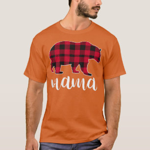 Camiseta Womens Mama Bear Pajama Red Buffalo Plaid