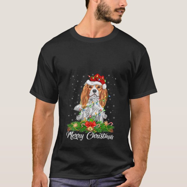 Camiseta Womens Matching Santa Hat Cavalier King Charles Sp (Anverso)