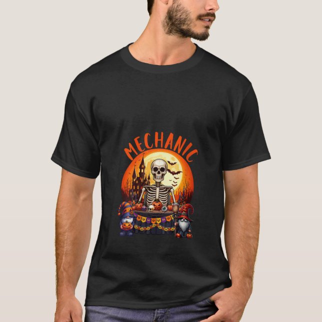 Camiseta Womens Mechanic Job Costume Skeleton Horror Gnomes (Anverso)