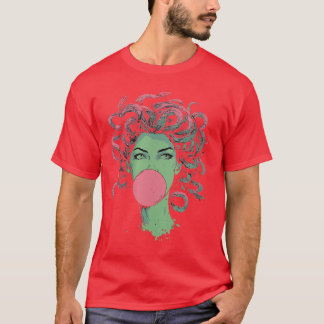 Camiseta Womens Medusa Bubblegum Mythological Snake Hair Go