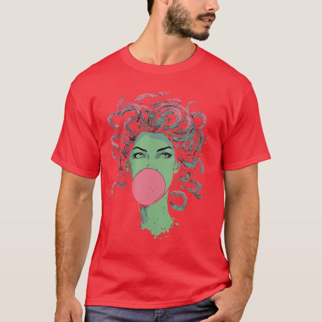 Camiseta Womens Medusa Bubblegum Mythological Snake Hair Go (Anverso)