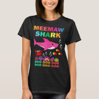 Womens Meemaw Shark Shirt Matching Family Mother's