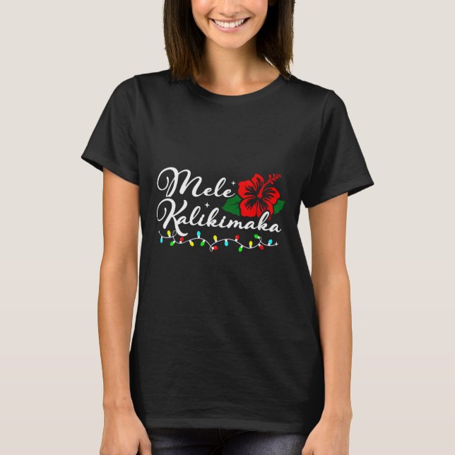 Camiseta Womens Mele Kalikimaka Hibiscus Flower Hawaii Chri (Anverso)