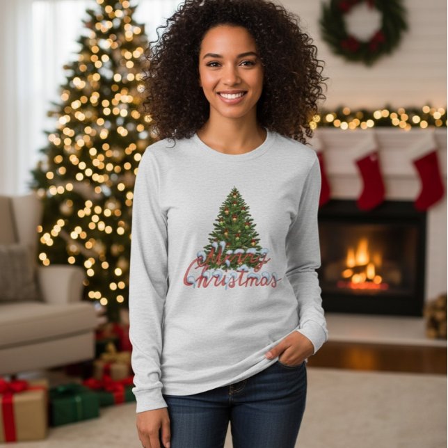 Camiseta Women's Merry Christmas Tree Festive Holiday Shirt (Subido por el creador)