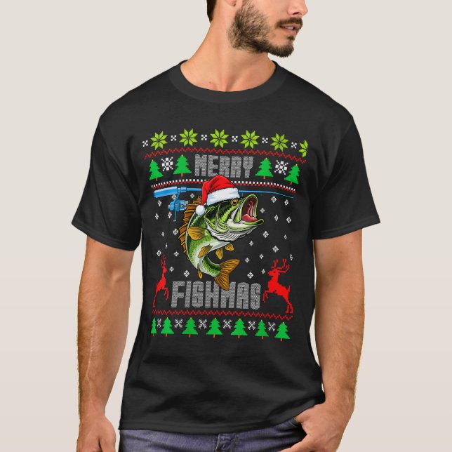 Camiseta Womens Merry Fishmas B Fish Fishing Funny Ugly Chr (Anverso)