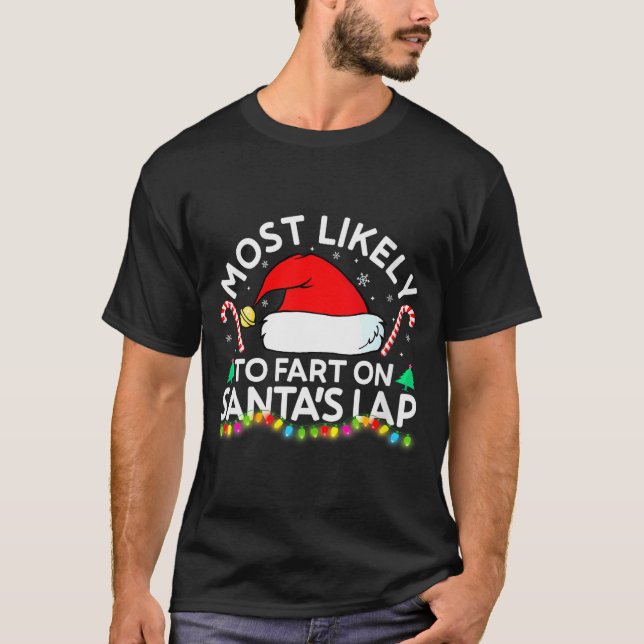 Camiseta Womens Most Likely To Fart On Santa's Lap Family M (Anverso)