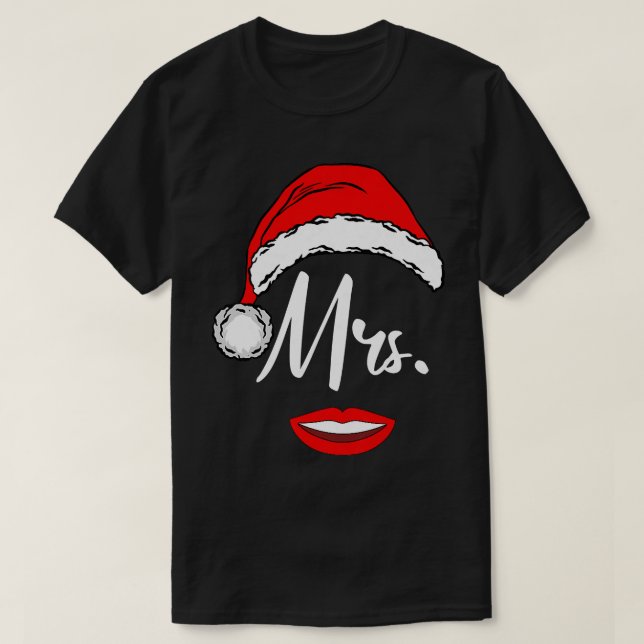 Camiseta Womens Mrs Santa Claus Outfit Matching Couples Chr (Diseño del anverso)