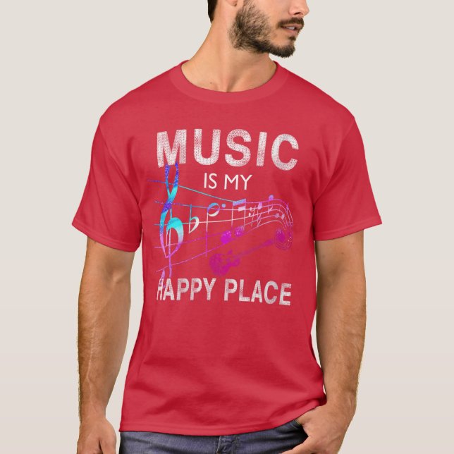 Camiseta Womens Music Is My Happy Place Inspiring Music Nov (Anverso)