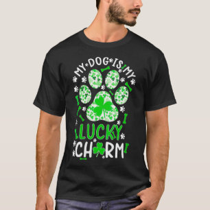 Camiseta Womens My Dog is My Lucky Charm Shamrock paw dog