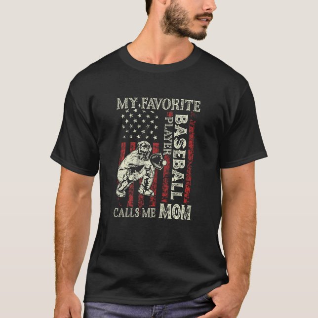 Camiseta Womens My Favorite Baseball Player Calls Me Mom US (Anverso)