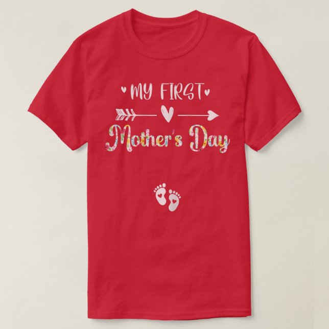 Camiseta Womens My First Mother's Day Pregnancy Announcemen (Diseño del anverso)