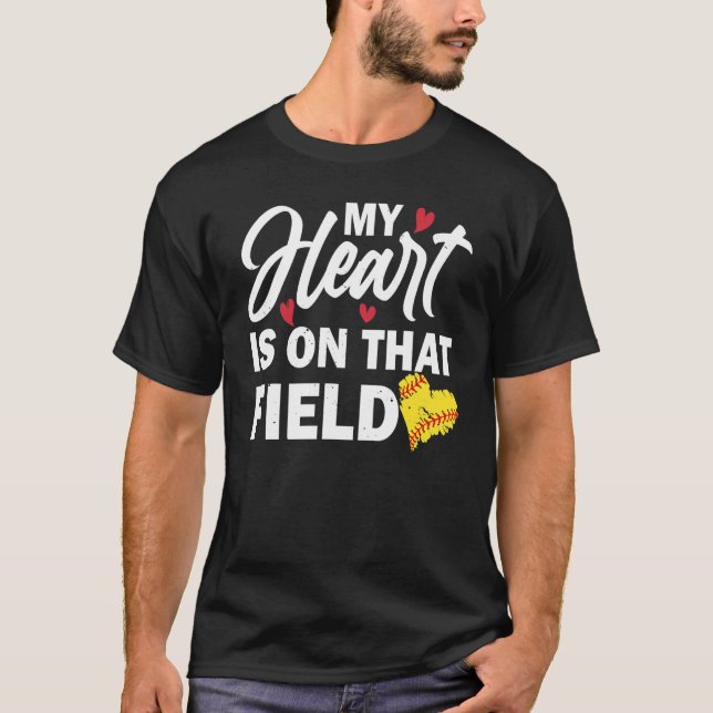 Camiseta Womens My Heart is on That Field Baseball (Anverso)