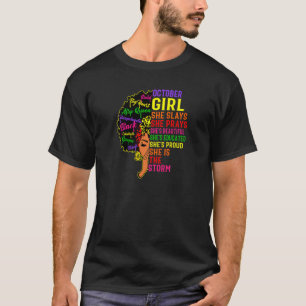 Camiseta Womens October Girl She Slays & Prays October Bir