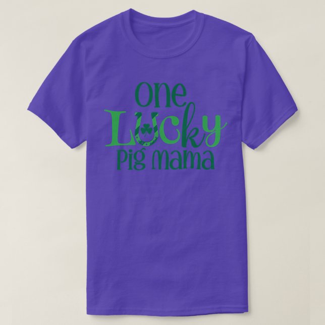 Camiseta Womens One Lucky Pig Mama Shamrock Leaf St Patrick (Diseño del anverso)