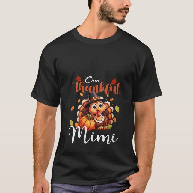 Camiseta Womens One Thankful Mimi Pumpkin Fall Autumn Thank (Anverso)