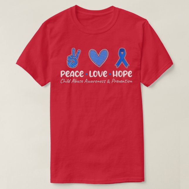 Camiseta Womens Peace Love Hope Child Abuse Awareness Preve (Diseño del anverso)
