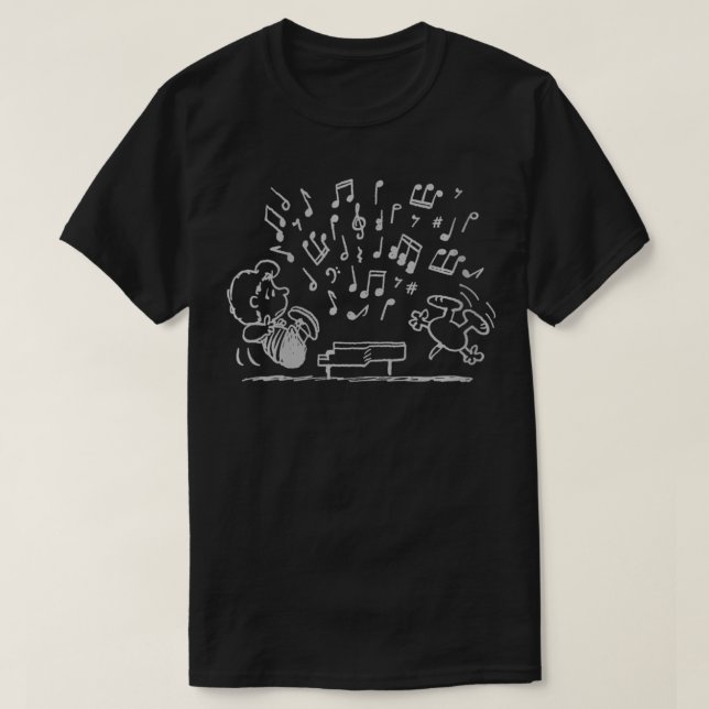 Camiseta Womens Peanuts Schroeder Jugando Piano VNeck (Diseño del anverso)