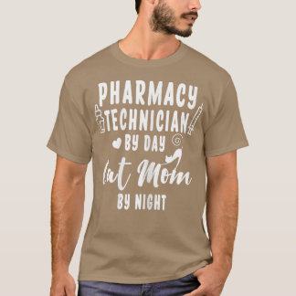 Camiseta Womens Pharmacy Technician By Day Cat Mom By Night