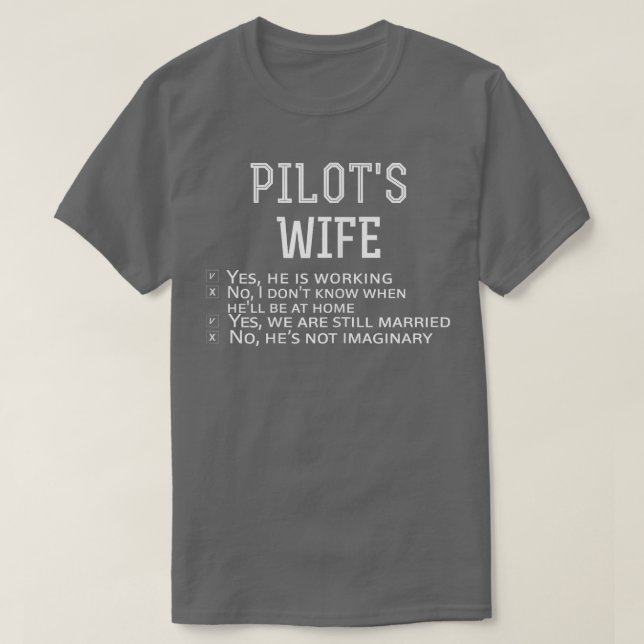 Camiseta Womens Pilot's Wife Checklist  Funny Husband Worki (Diseño del anverso)