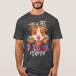 Camiseta Womens Pittie Mama Pitbull Leopard Dog Mom Funny M