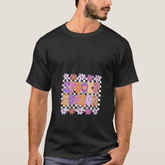 Camiseta Womens Preppy Checkered Spooky Season Floral Hallo