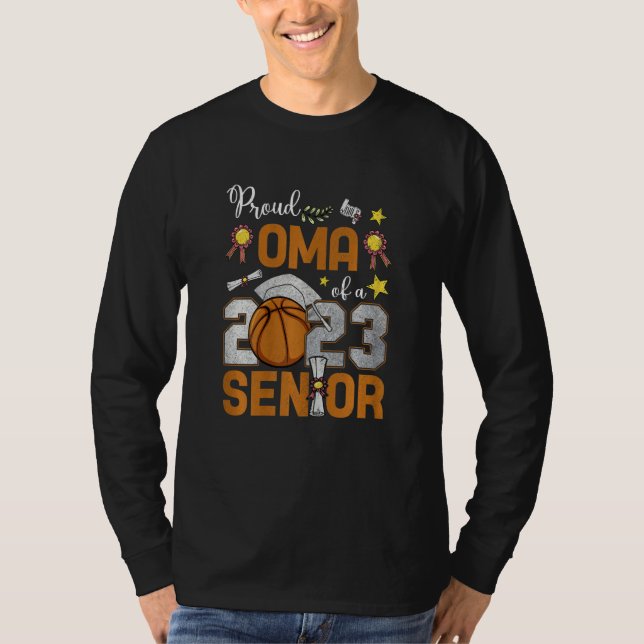 Camiseta Womens Proud Oma Of A 2023 Senior Basketball Gradu (Anverso)