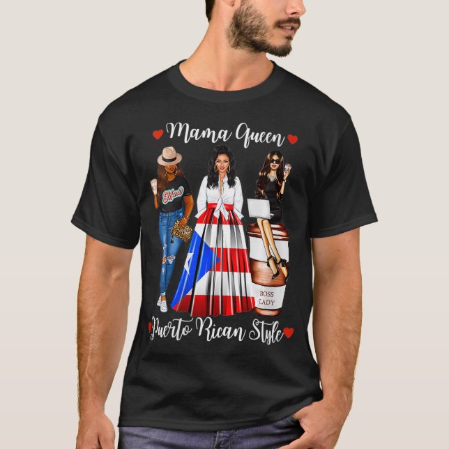 Camiseta Womens Puerto Rican Mama Queen Puerto Rico Mother  (Anverso)