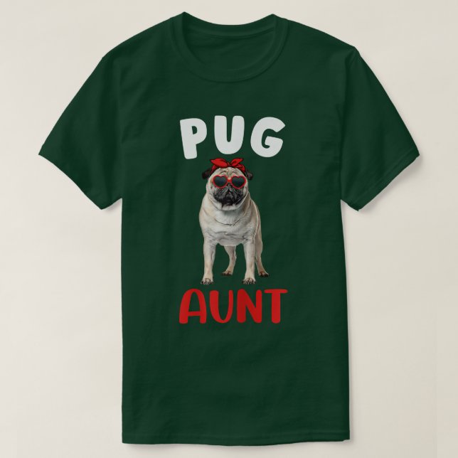Camiseta Womens Pug Aunt Auntie Pug Dog Lover Owner Funny M (Diseño del anverso)