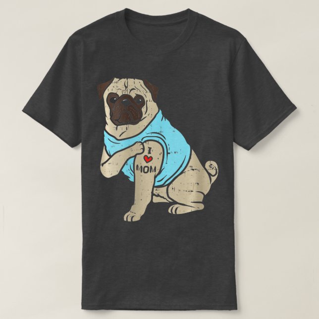 Camiseta Womens Pug I Love Mom Cute Animal Pet Dog Lover Ow (Diseño del anverso)