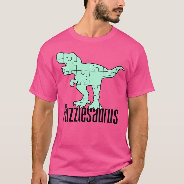 Camiseta Womens Puzzlesaurus Dinosaur Puzzle Piece Game Jig (Anverso)