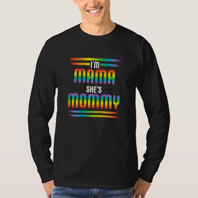 Camiseta Womens Rainbow LGBT Flag Gay Pride Month I M MAMA  (Anverso)